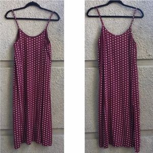 & Other Stories Burgundy Printed Double Slit Midi Slip Dress Sz 2